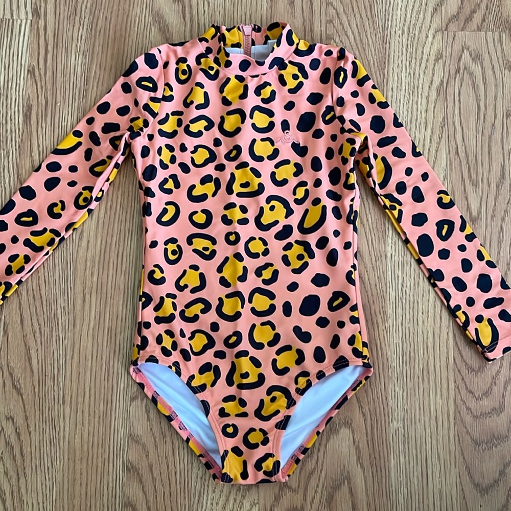 Seaesta Girls Rashguard Swimsuit Long Sleeved Pink Orange 3T 4T